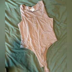 Tan One-Shoulder Bodysuit